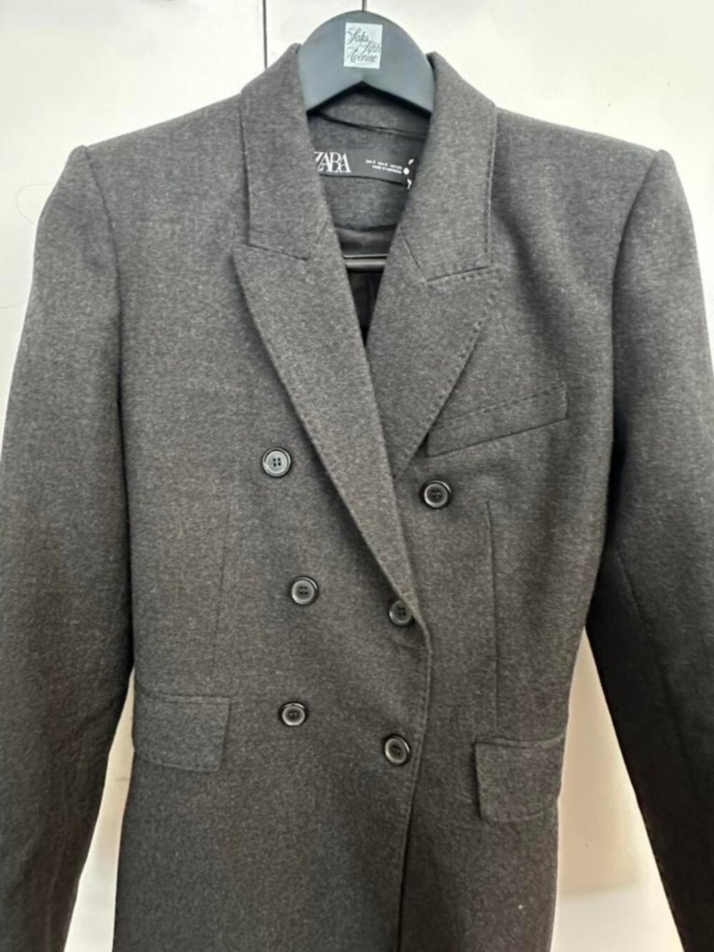Zara Gray Double Breasted Blazer S